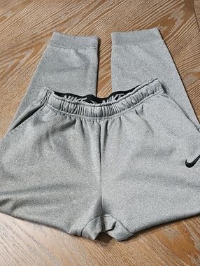 Nike Mens Dri-Fit Gray Athletic Pants with Black Swoosh